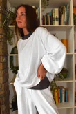 Terry B Lantern Sleeve Sweatshirt White